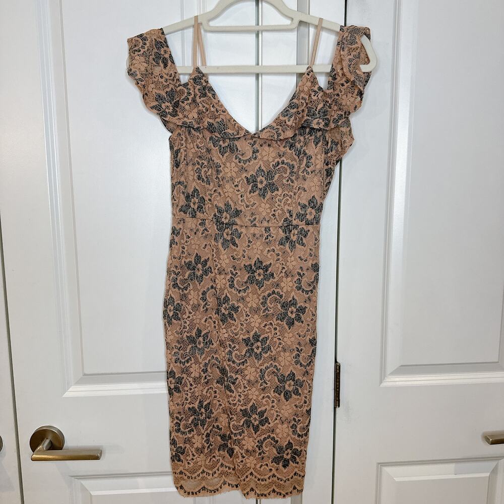ASTR the Label Lace Floral Cold Shoulder Balletcore Whimsical Dress | Medium